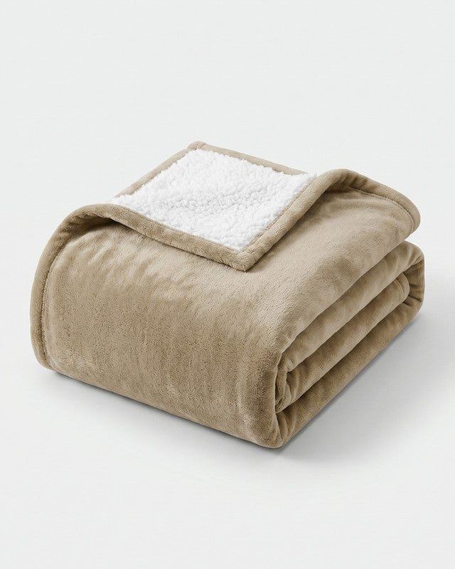 Utopia Bedding Sherpa Reversible Blanket plaid gris Queen