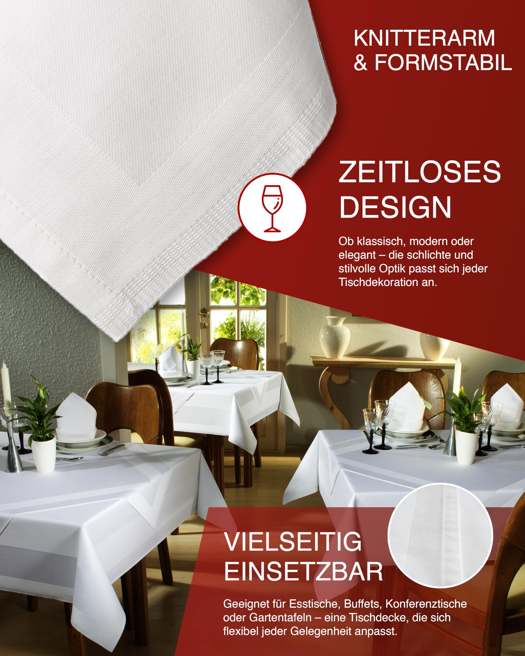Texpot Tischdecken nappe damassée blanche 90x90 cm