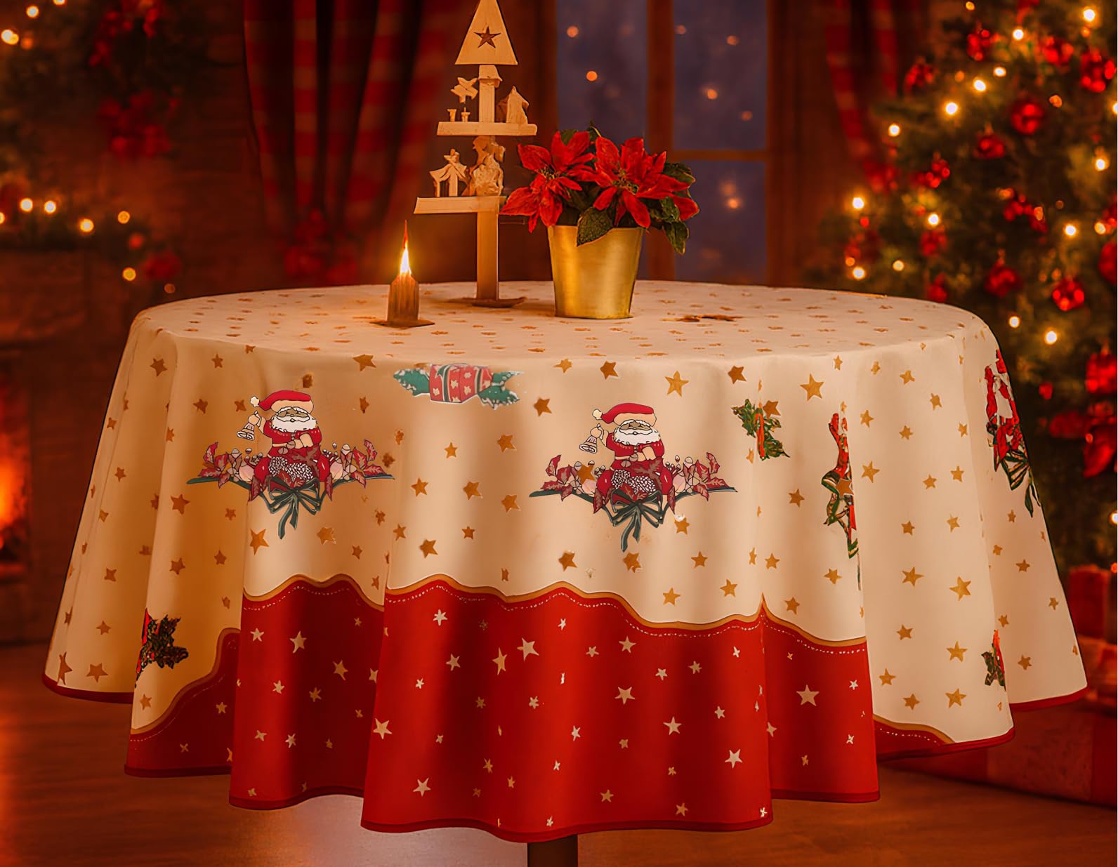 Promo Linge Nappes de Fêtes Nappe Noël Ronde 160 cm