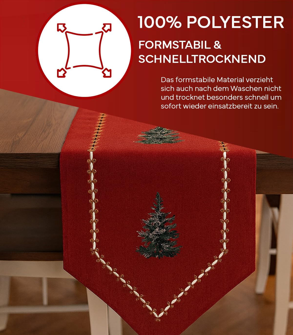 TEXPOT Tischläufer chemin de table 40x140 cm écru sapin Noël