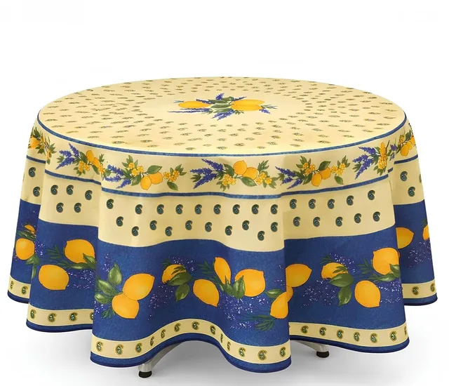 PROMO LINGE nappe provençale ronde citron bleu 180cm