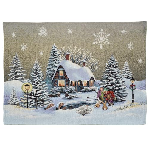 Texpot Tischläufer chemin de table 45x140 cm village hiver