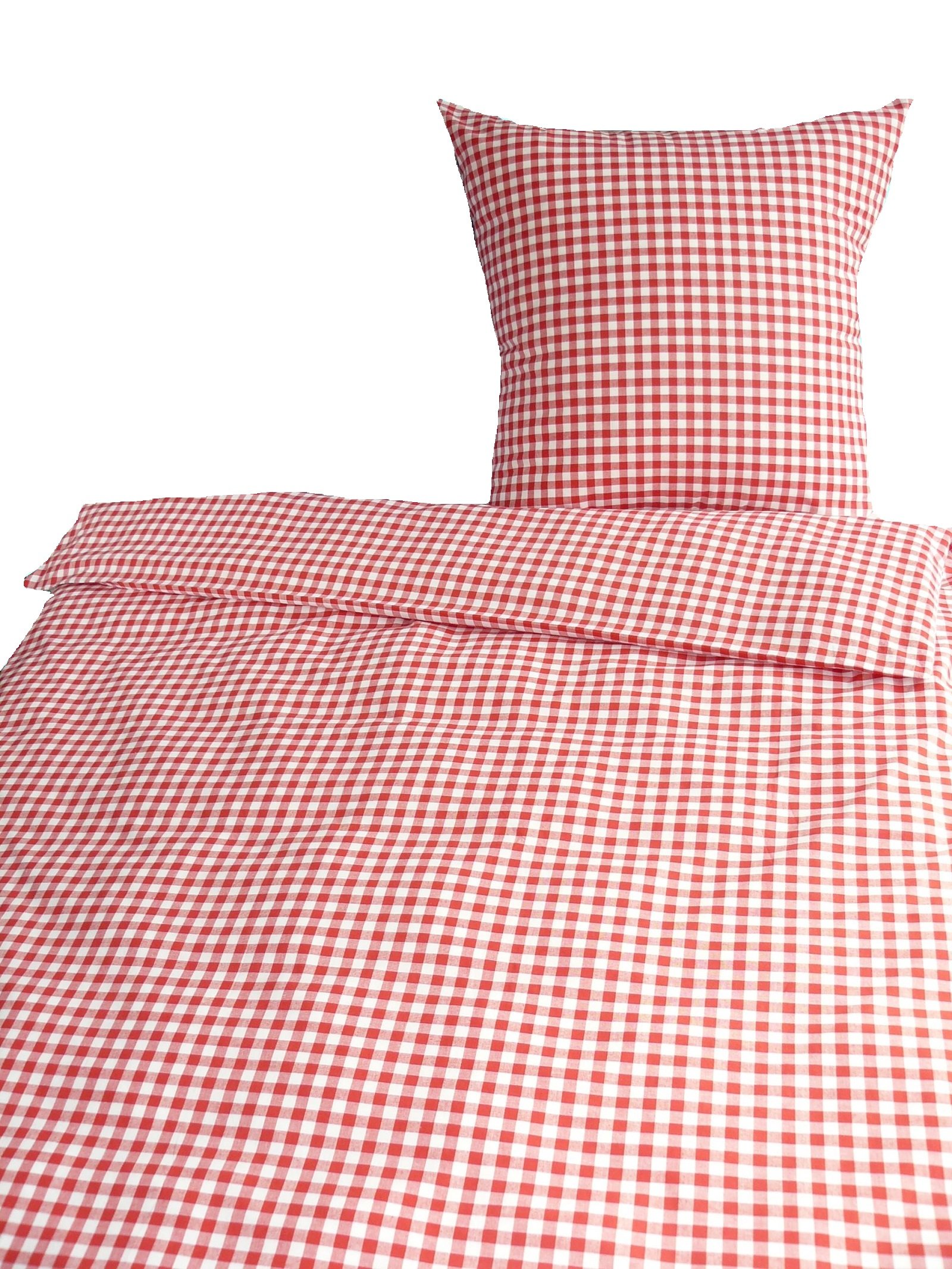 TEXPOT Bettwäsche parure lit 155x220 carreaux fleur rouge coton