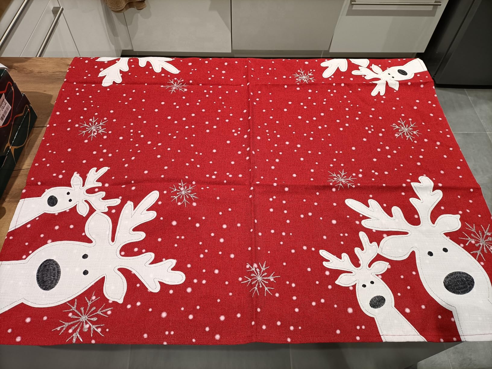 TEXPOT Tischläufer chemin de table gris clair 40x140cm Noël