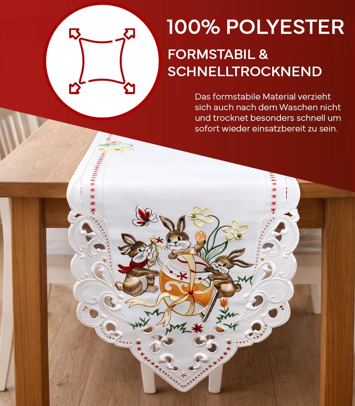 Texpot Tischläufer chemin de table 40x140 lapin Pâques