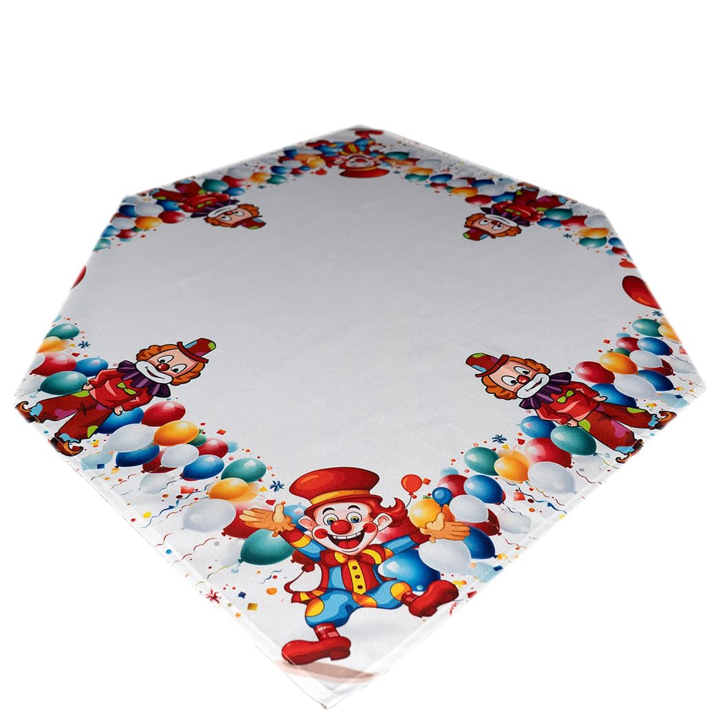 TEXPOT Tischdecken nappe clowns blanc 85x85 polyester