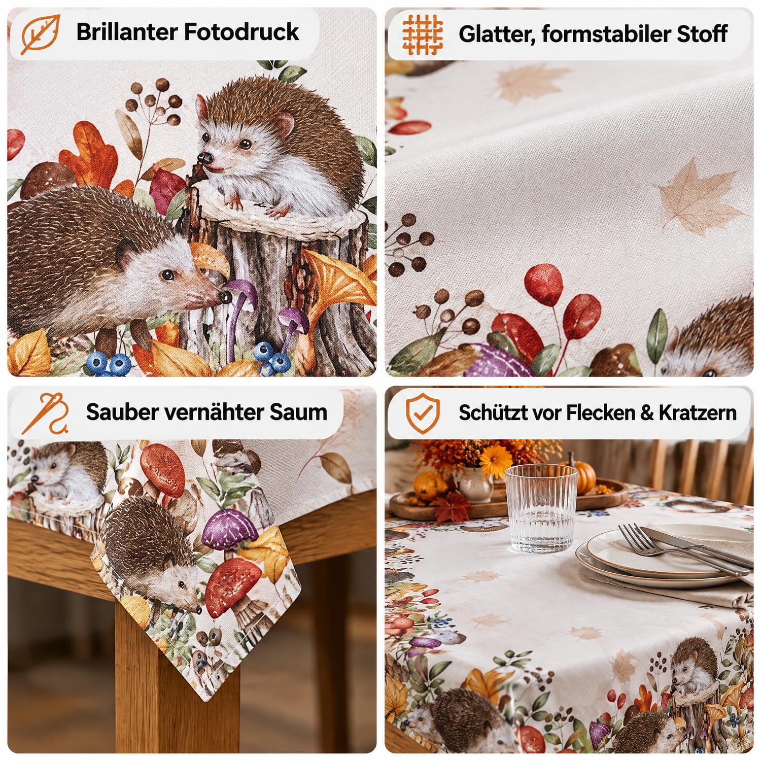 Texpot Tischdecken nappe hérisson automne 85x85 polyester