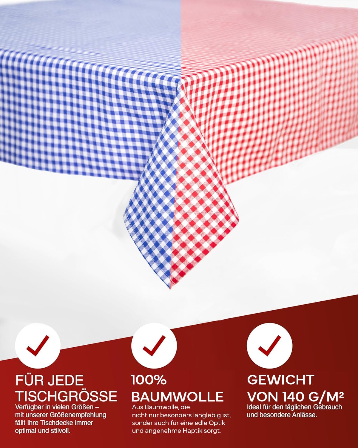 Texpot Tischdecken nappe coton carreaux bleus 110x110 cm