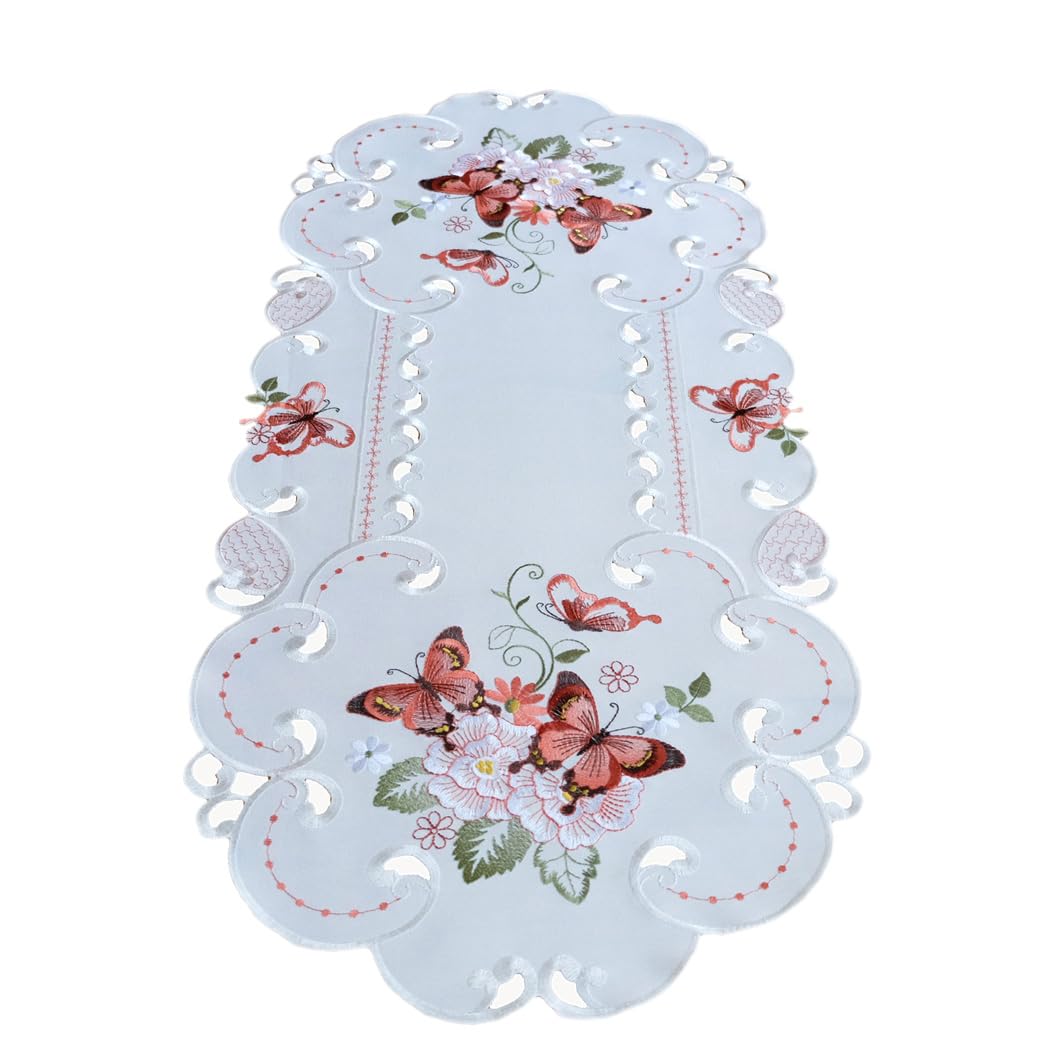 TEXPOT Tischdecken papillon nappe carrée 85x85 cm brodée