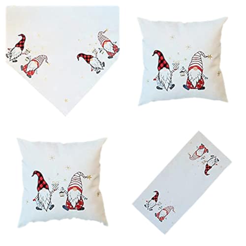 Texpot Tischläufer 85x85 cm Chemin de Table Blanc Lutin Noël
