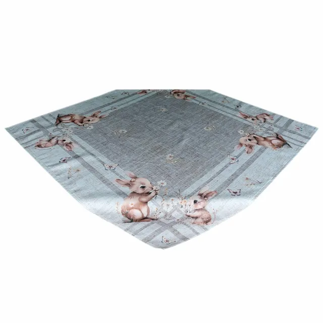 Texpot nappe 85x85 cm lapins fleurs Pâques polyester