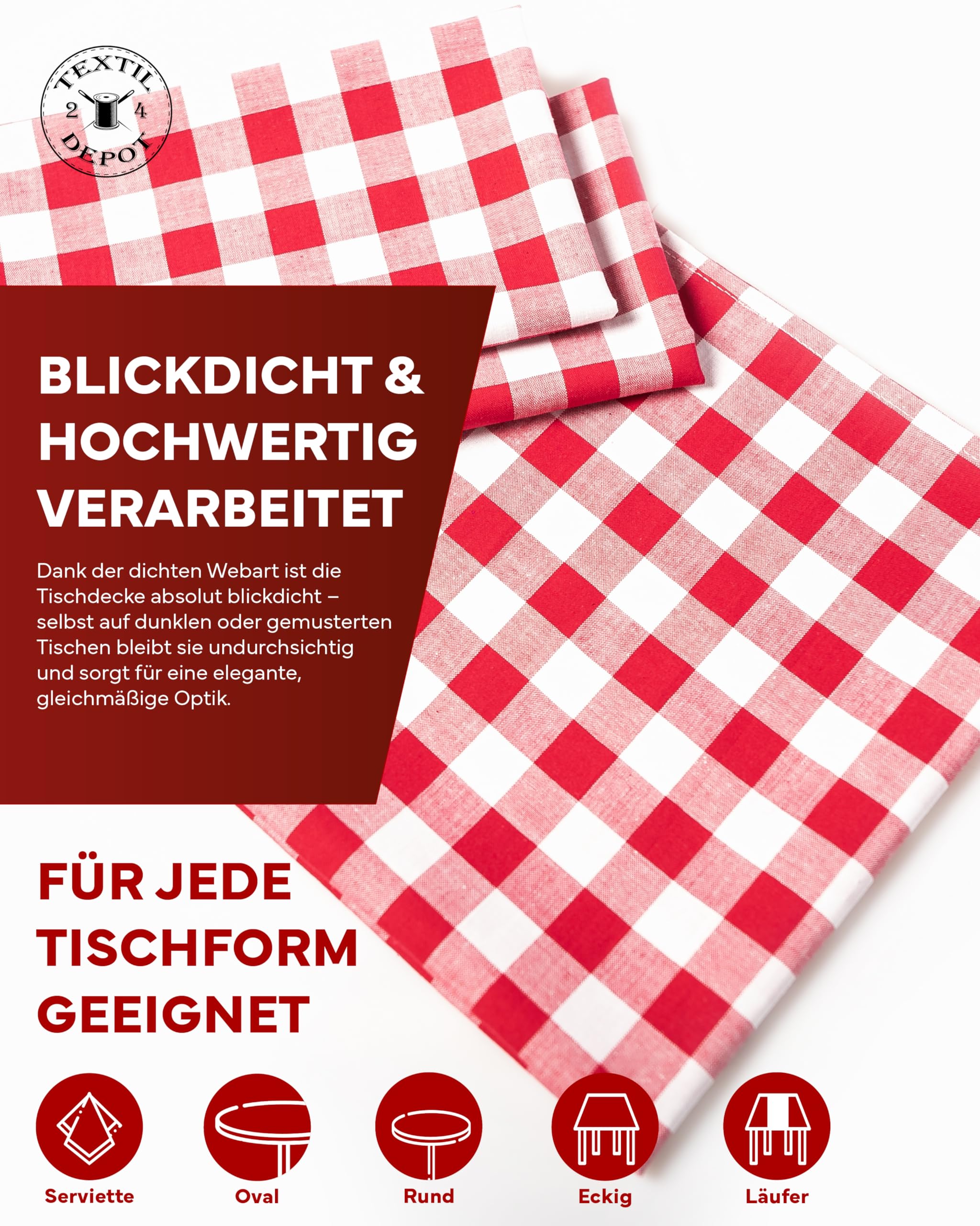 TEXPOT Tischdecken Nappe à carreaux 20 mm 110x130 cm coton