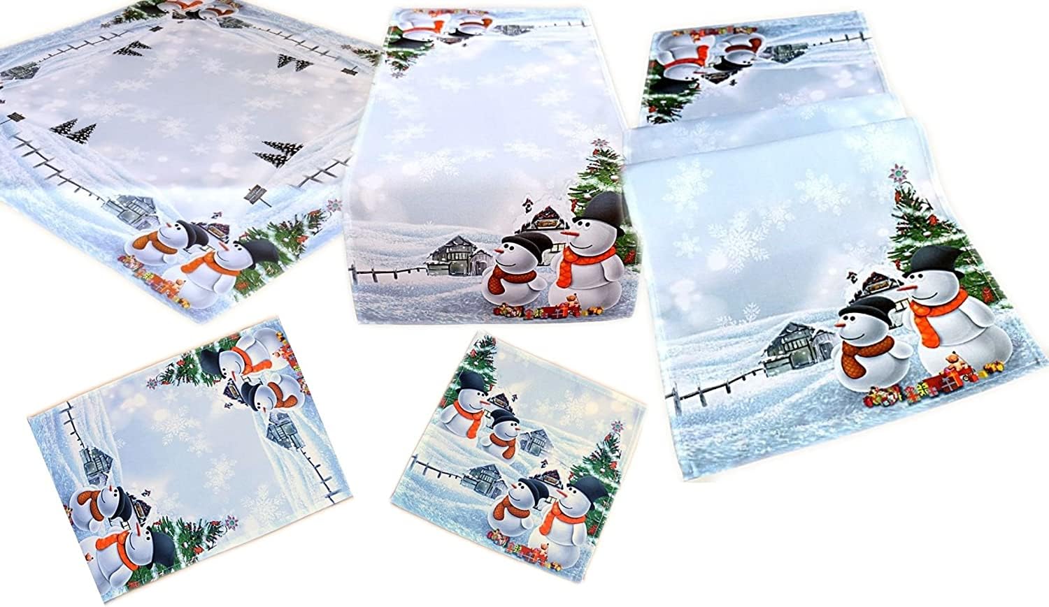 Texpot Tischdecken Nappe Noël 150x150 Ronde Bonhomme Neige