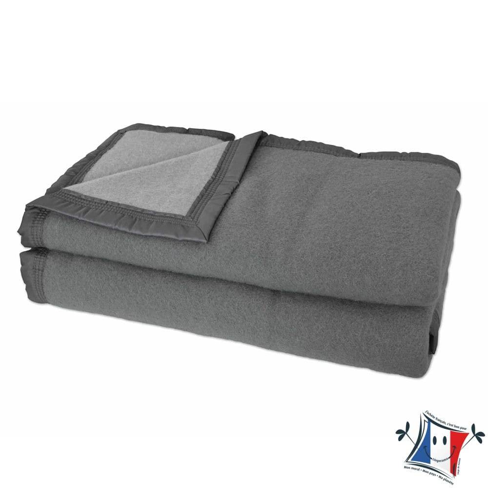 Toison d'Or couverture pure laine Woolmark 500g anthracite 180x220