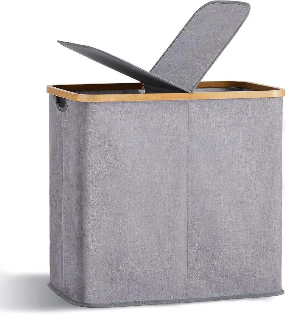 Promo Linge Paniers à linge panier linge 110L gris bambou