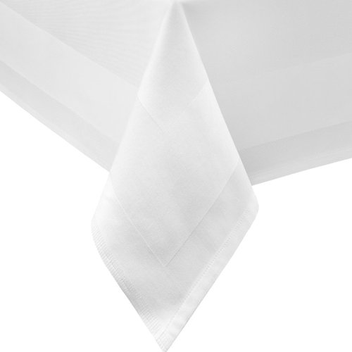 TEXPOT Tischdecken nappe damassée blanche coton bord satin