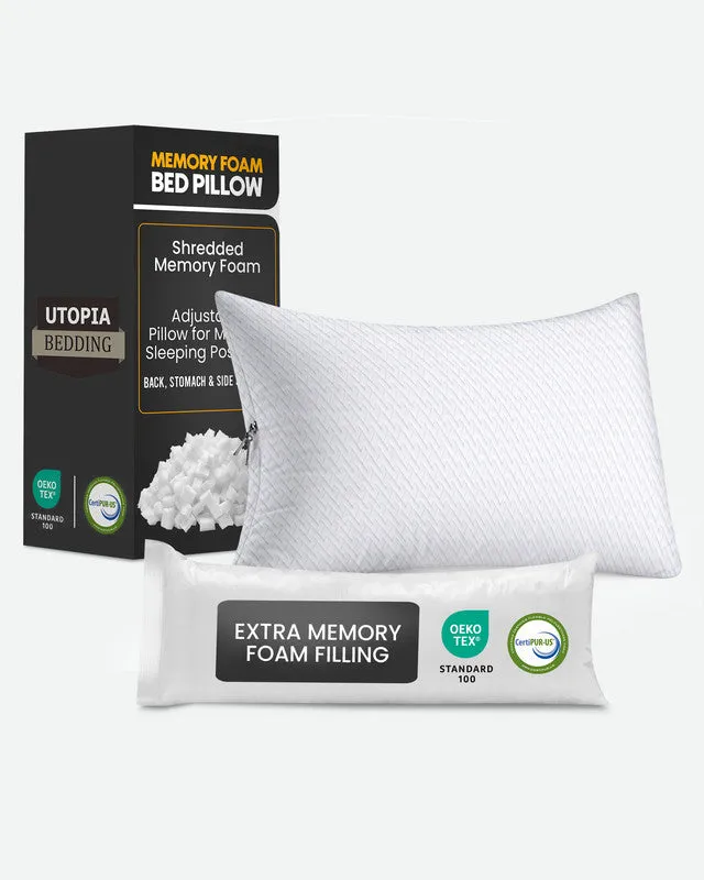 Utopia Bedding Pillows oreiller mémoire Queen blanc frais