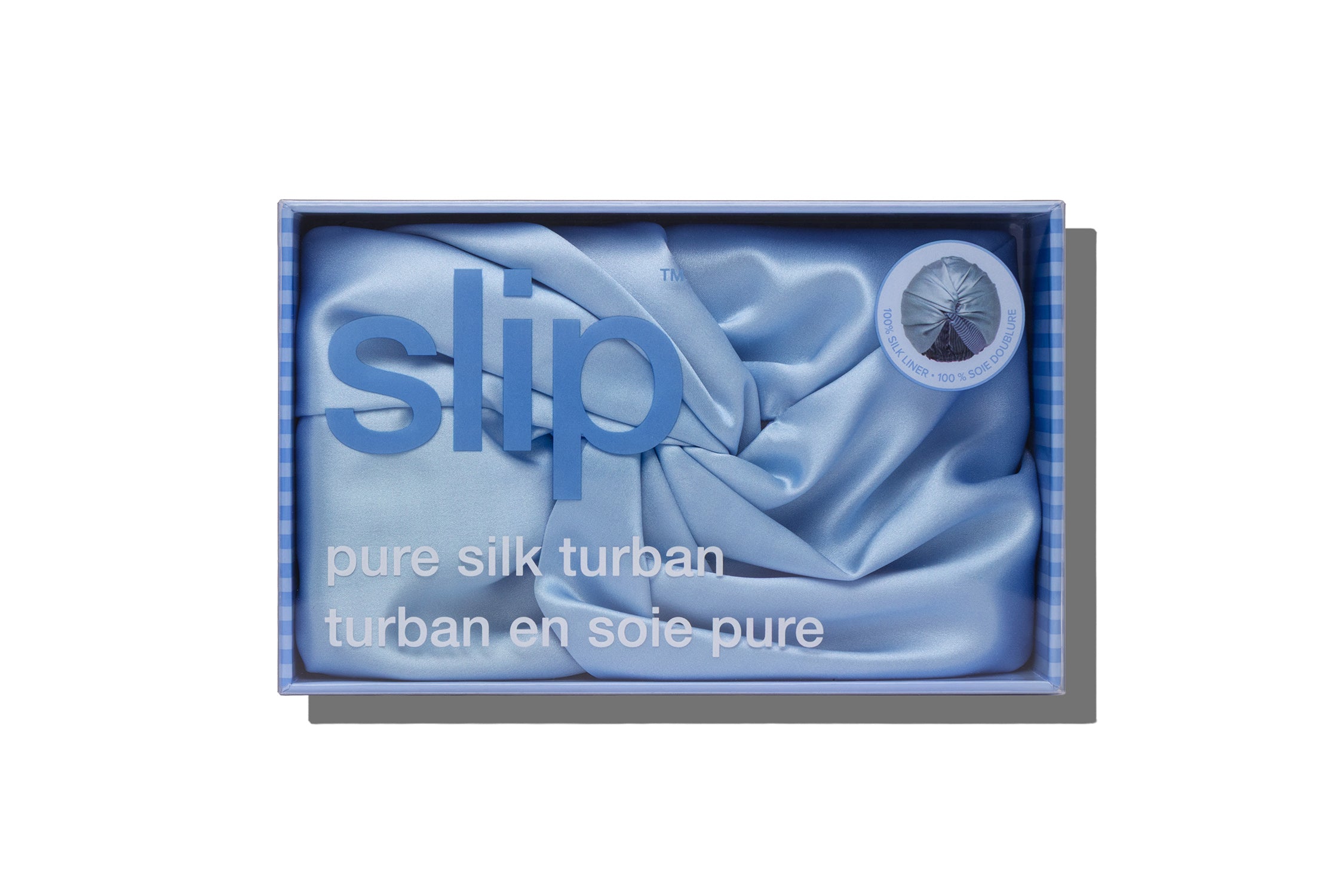 Slip Turban Cornflower bonnet nuit soie bleu 54-72cm