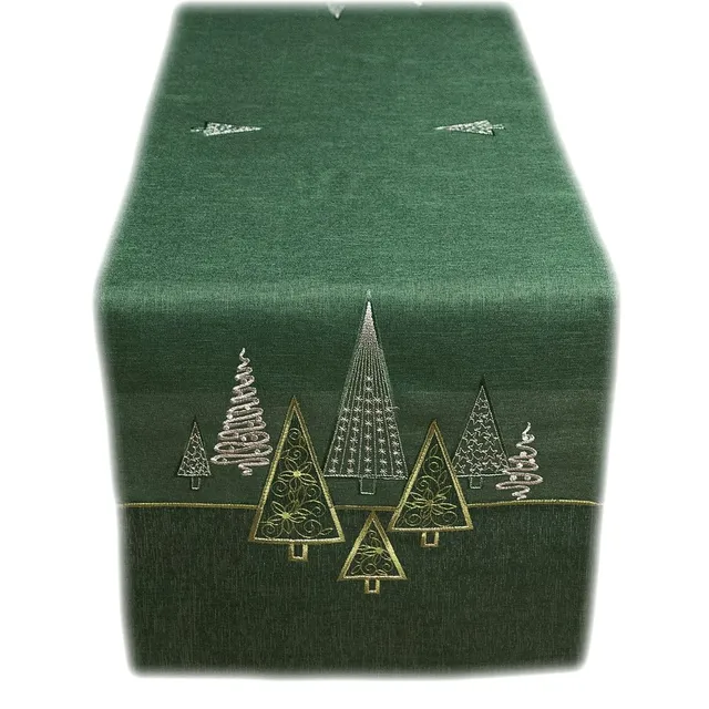 TEXPOT Tischläufer chemin de table 40x140 vert foncé sapins Noël