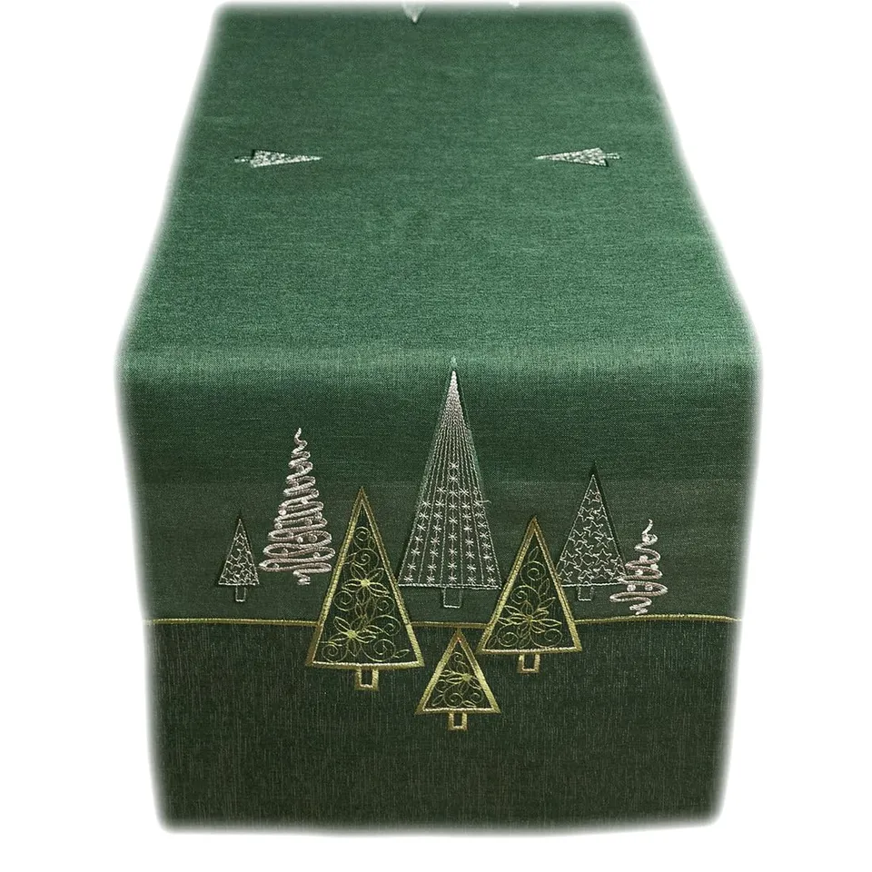 TEXPOT Tischläufer chemin de table 40x140 vert foncé sapins Noël