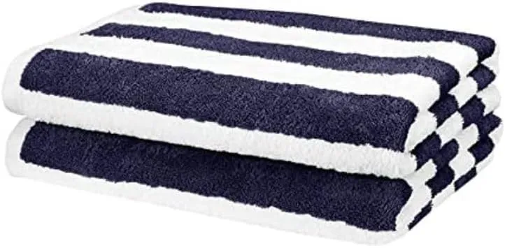 Promo Linge Serviette de Plage 100x180 Marinière Bleu Coton