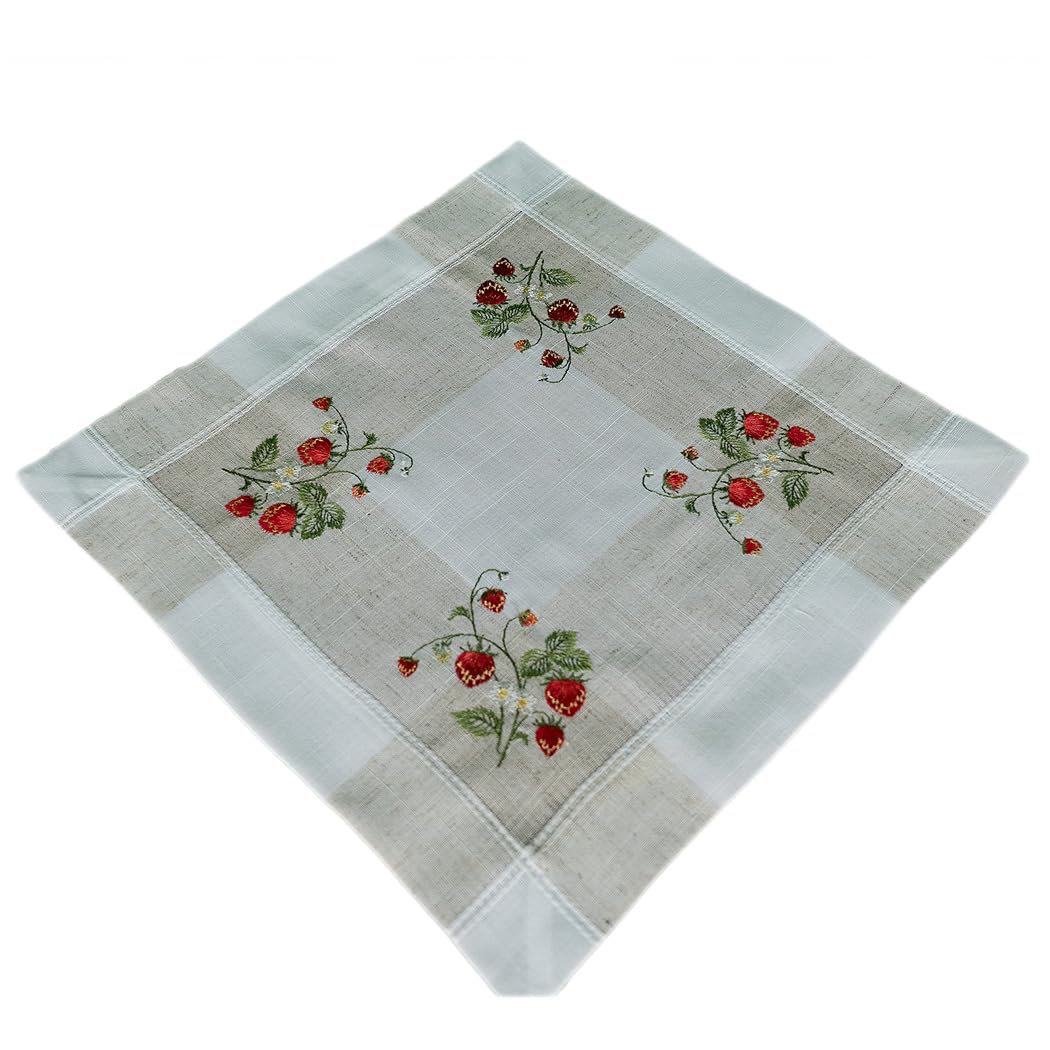 TEXPOT Tischdecken Nappe fraises 85x85 cm aspect lin