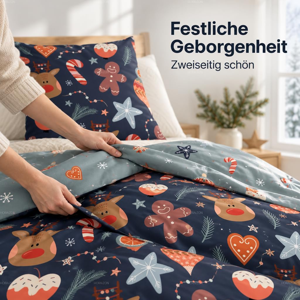 TEXPOT Bettwäsche housse de couette 140x200 microfibre Noël