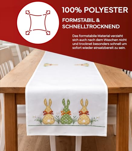 Texpot Tischläufer chemin brodé lapin écru 40x90 cm