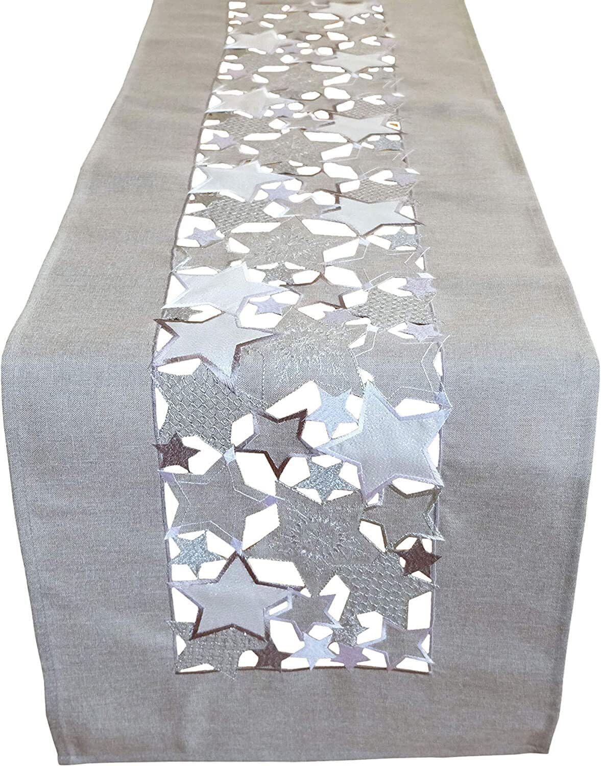 Texpot Tischläufer chemin de table 40x140 rouge étoiles Noël