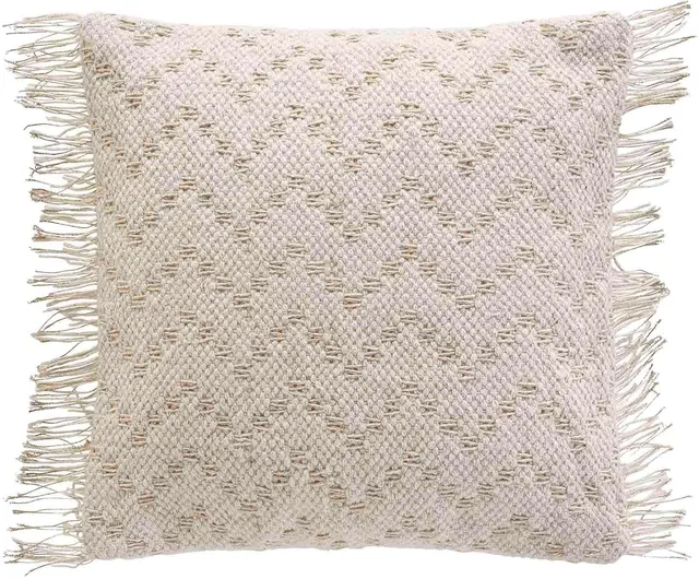Promo Linge Ikat housse coussin 40x40 franges métallisées