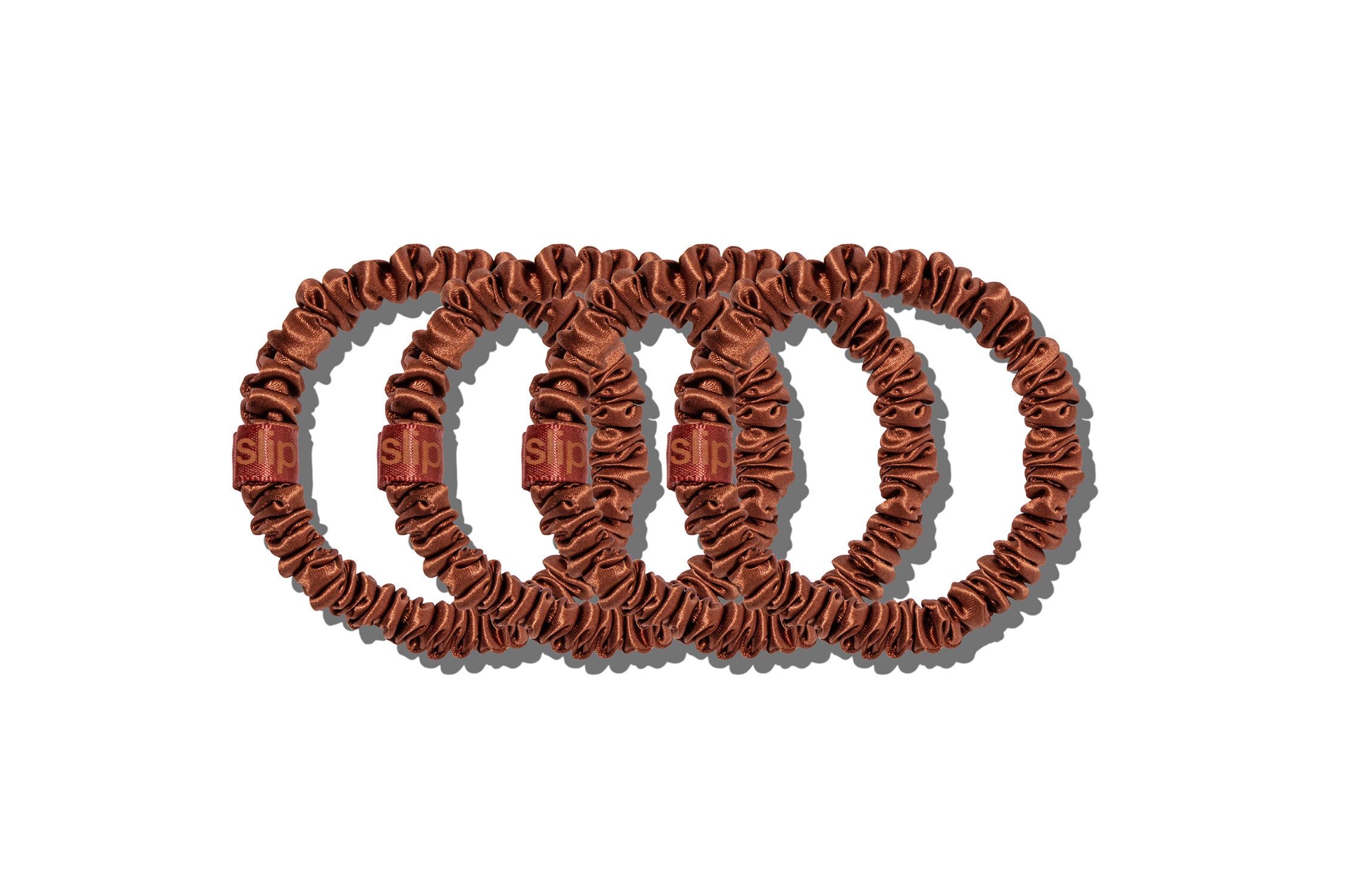 Slip Skinny Scrunchies chouchou soie auburn 4 pièces