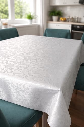 TEXPOT Tischdecken nappe 180x140 blanche damas anti-taches