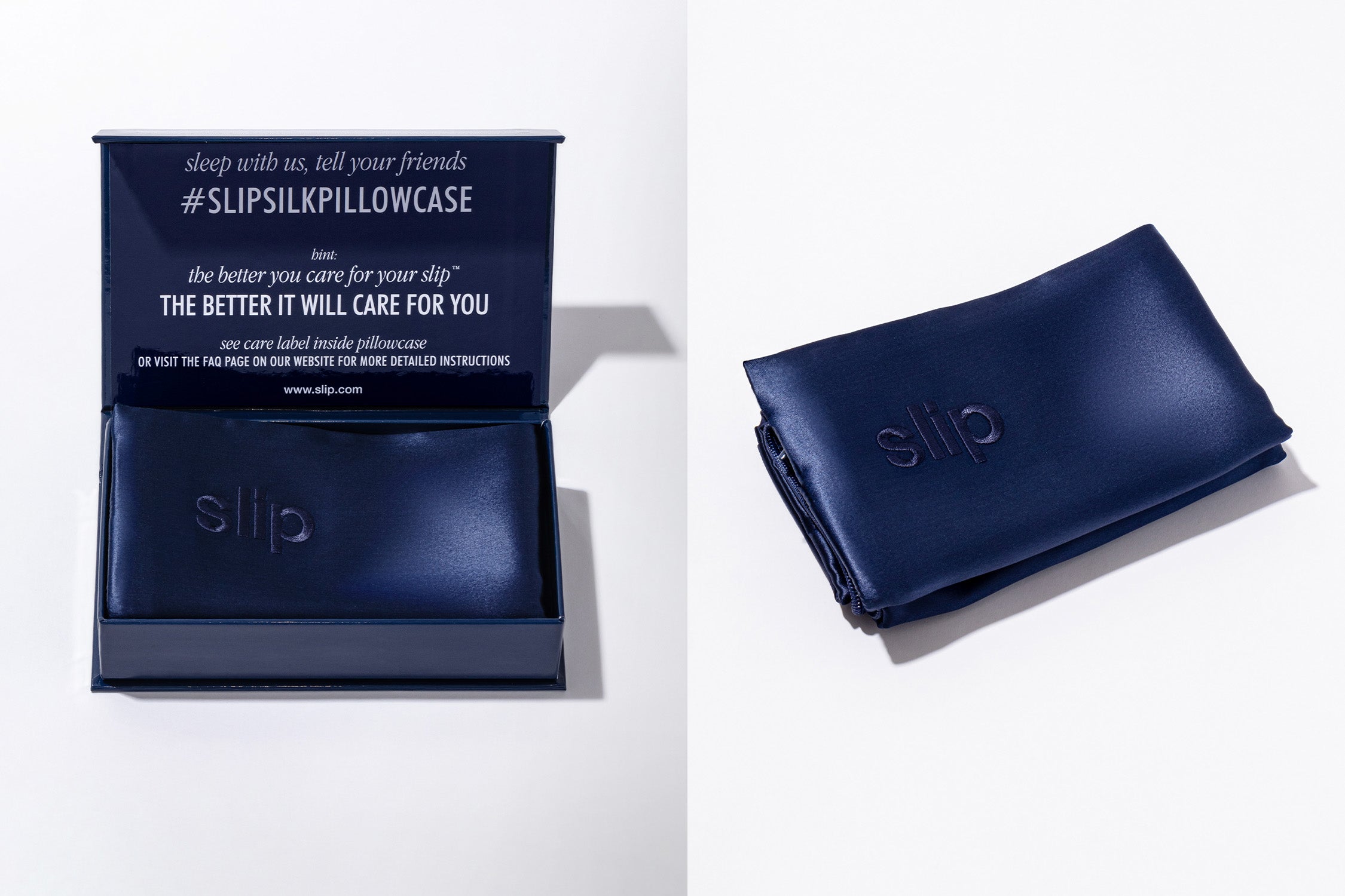 Slip Queen Zippered Pillowcase taie d’oreiller navy 51x76