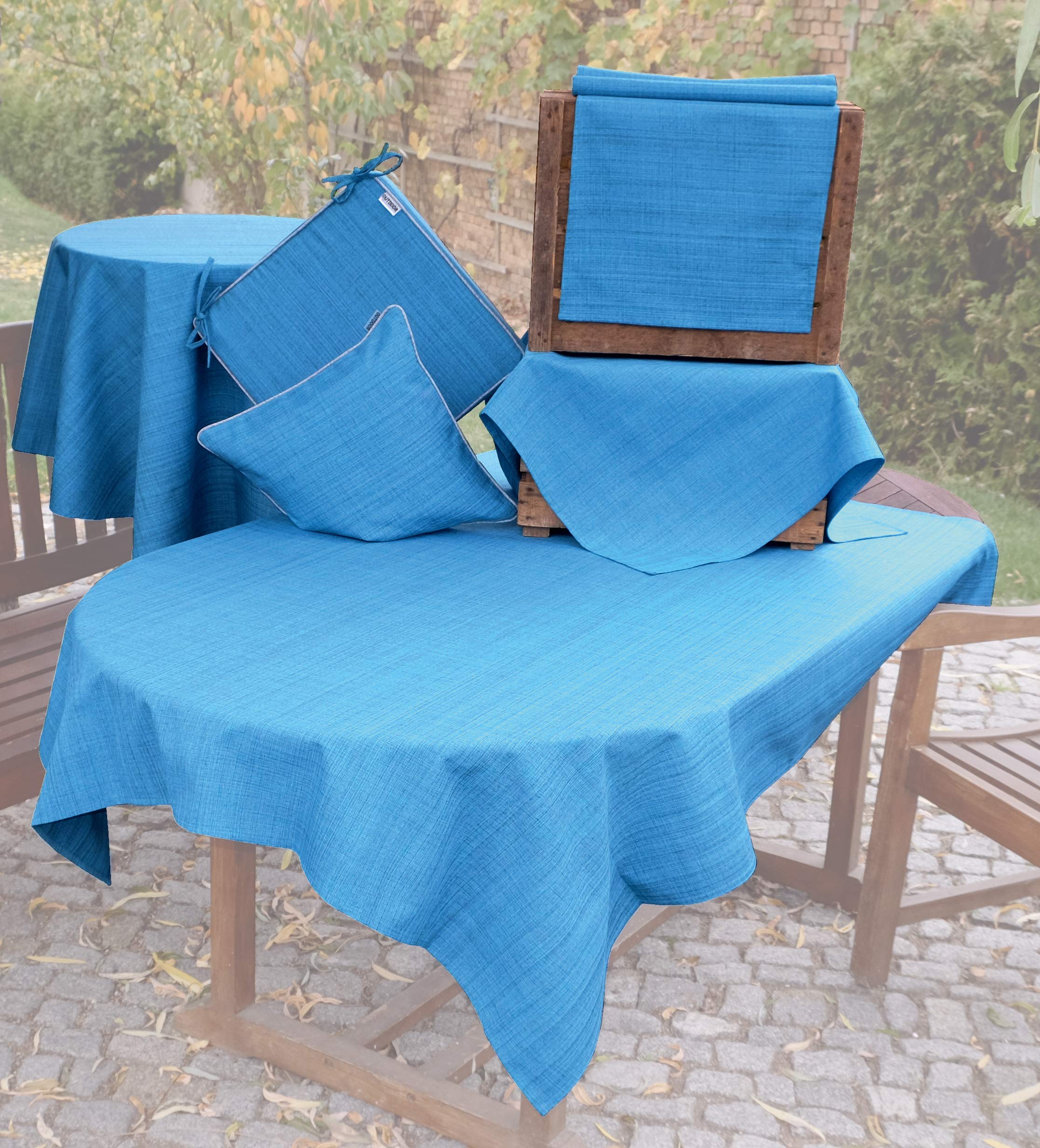 TEXPOT Gartentischdecken Nappe 40x140 turquoise polyester