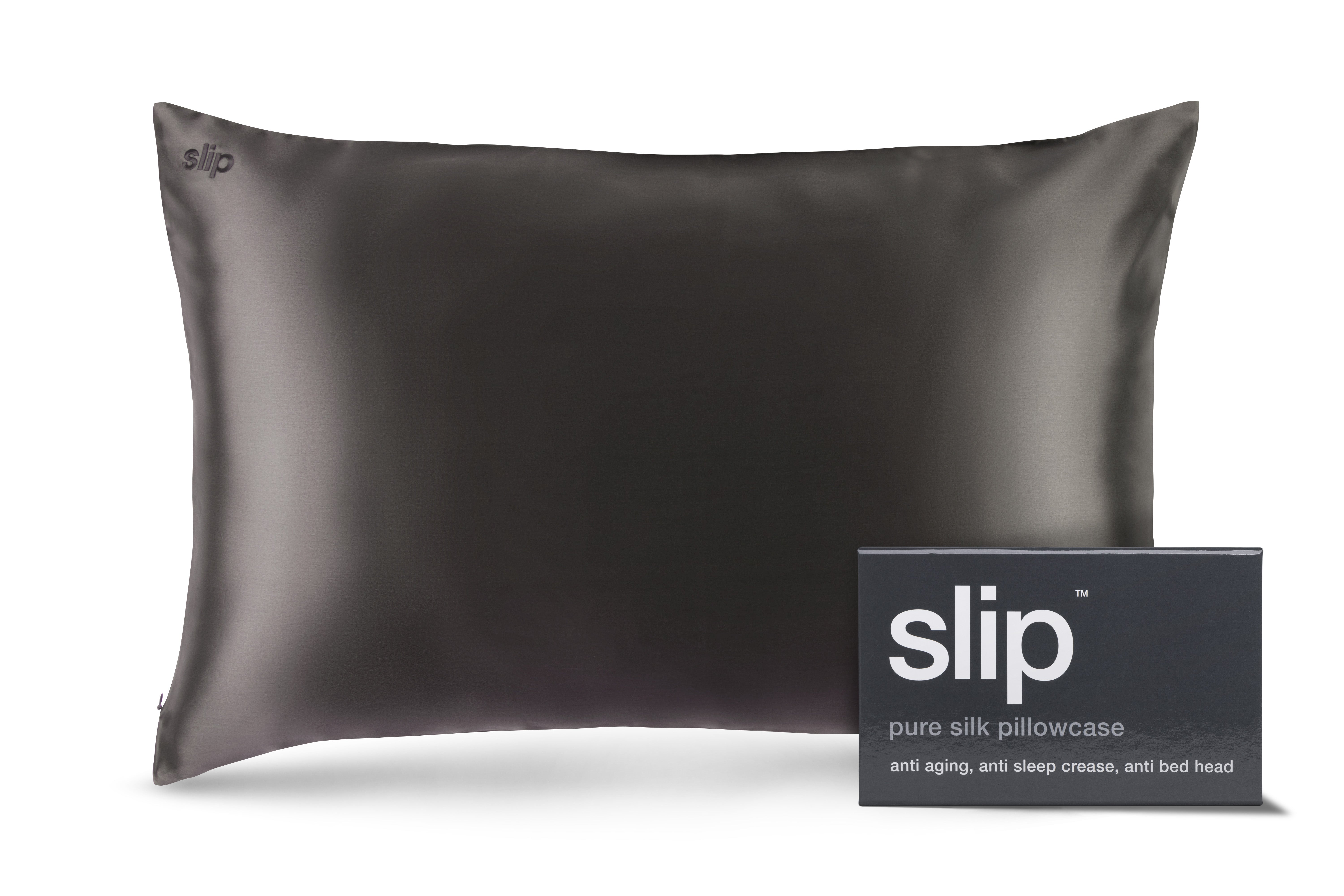 Slip Queen Zippered taie oreiller soie charcoal 51x76