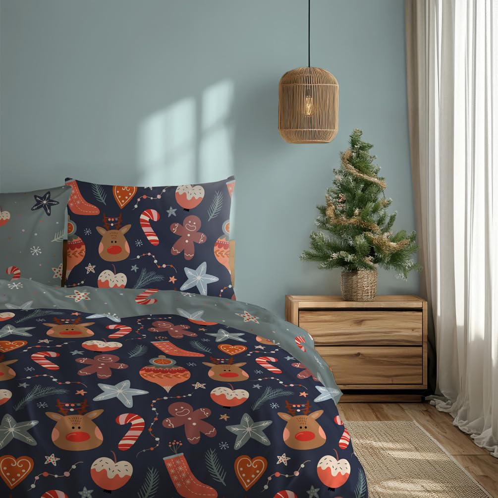 TEXPOT Bettwäsche housse de couette 140x200 microfibre Noël