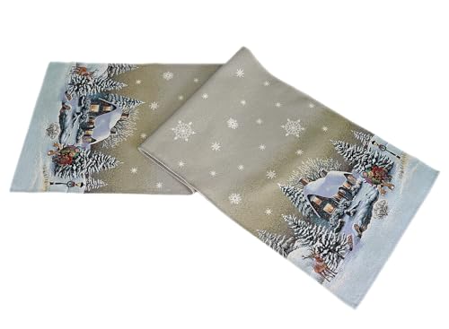 Texpot Tischläufer chemin de table 45x140 cm village hiver