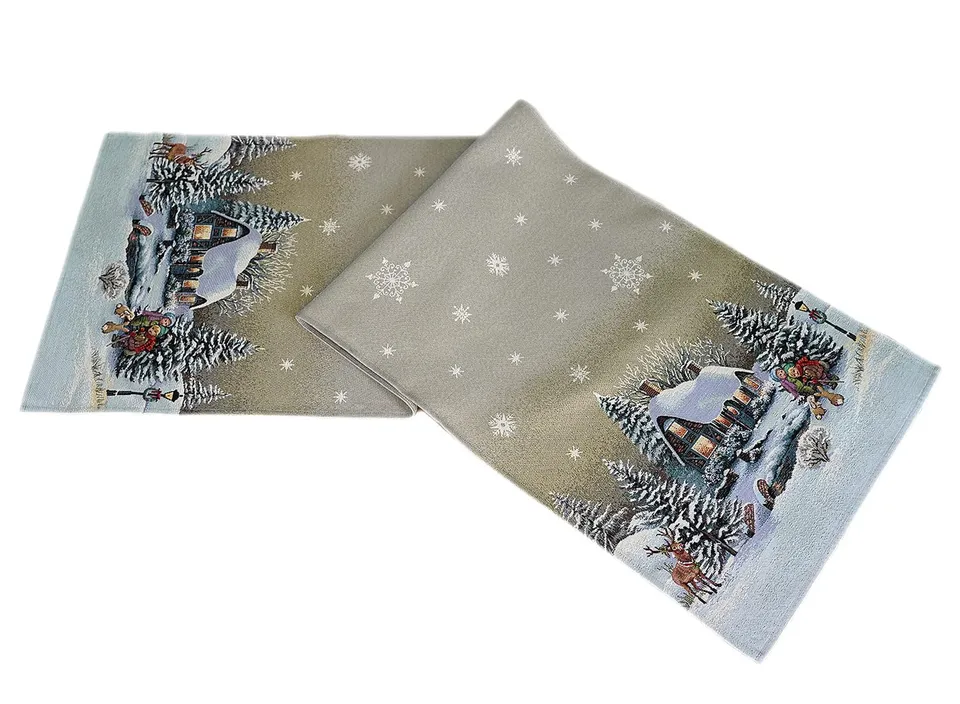Texpot Tischläufer chemin de table 45x140 cm village hiver