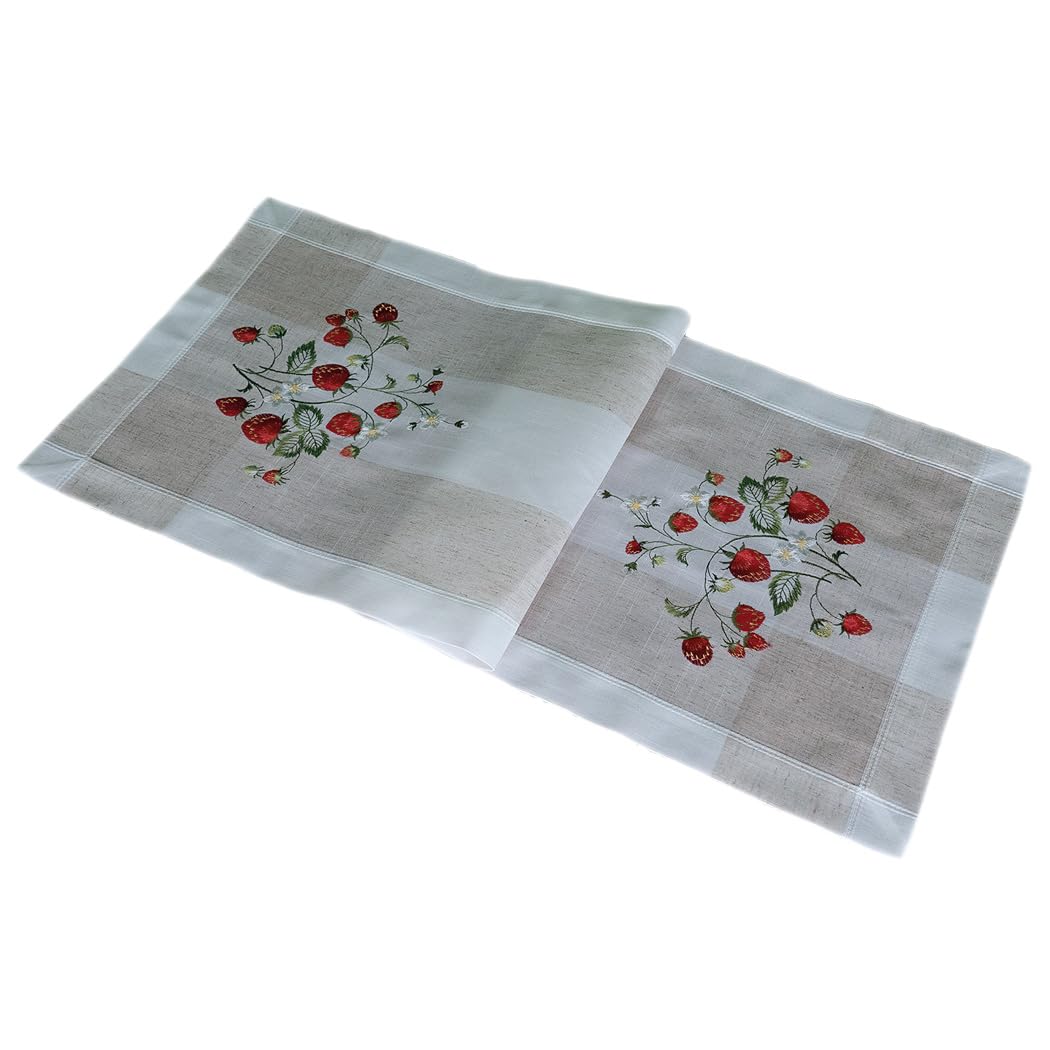 TEXPOT Tischdecken Nappe fraises 85x85 cm aspect lin