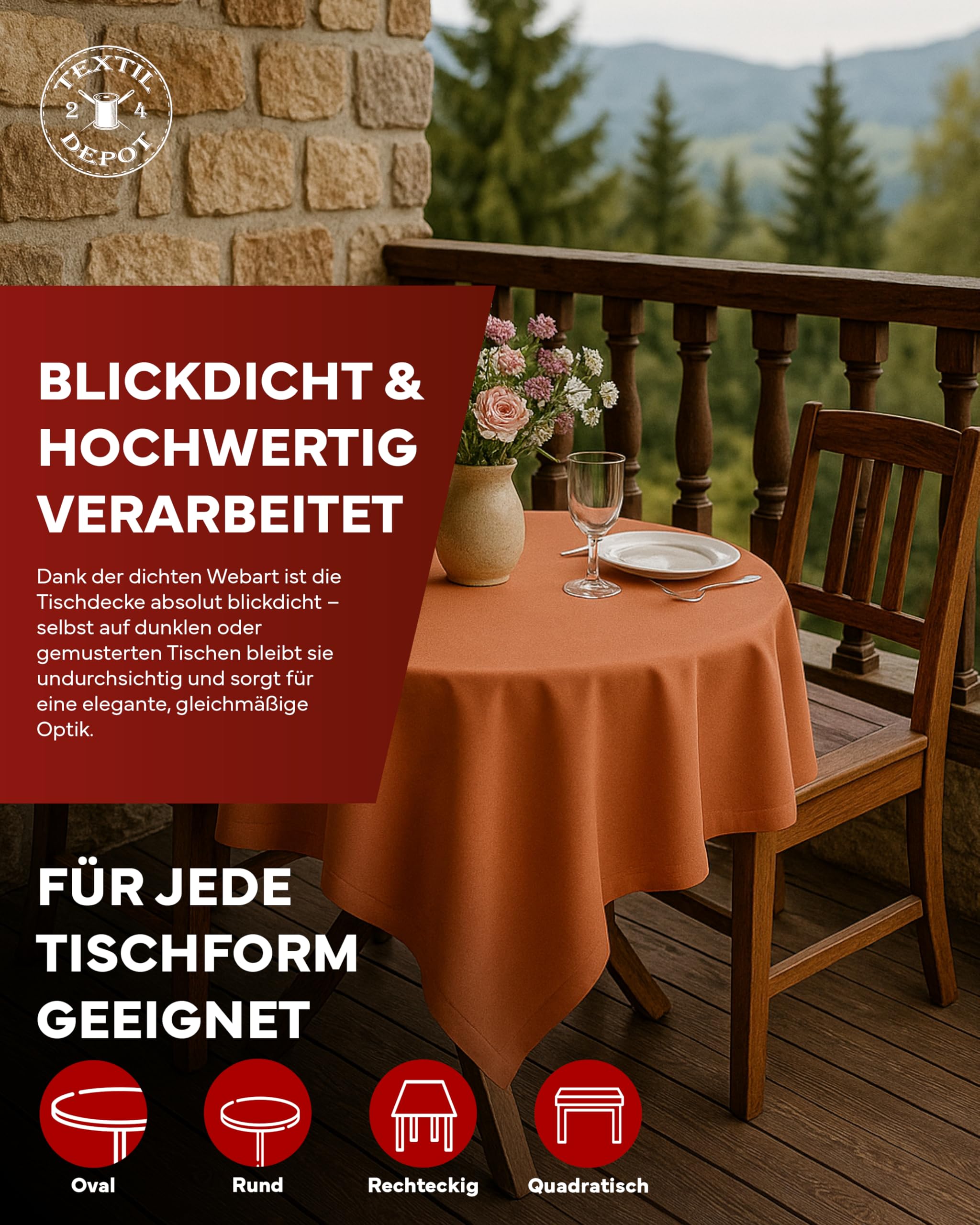 TEXPOT Gartentischdecken nappe 110x140 terre cuite lin