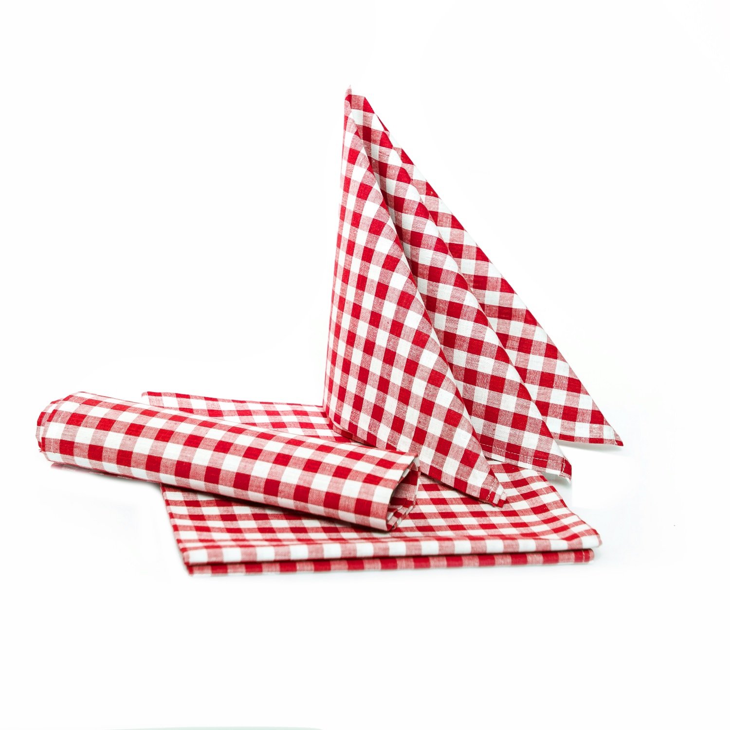 TEXPOT Servietten serviette coton 50x50 lot 12 carreaux rouges