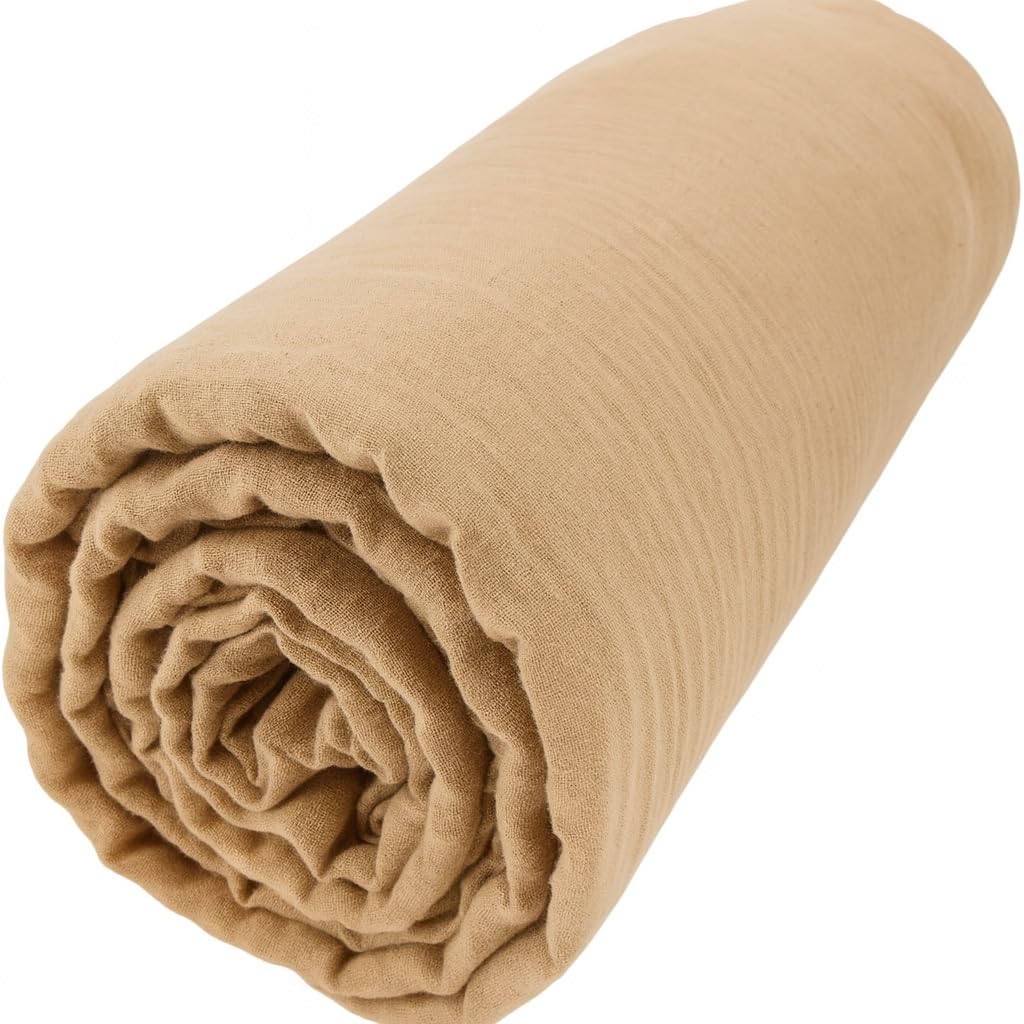 PROMO LINGE Draps Housse drap-housse beige 140x190 gaze coton