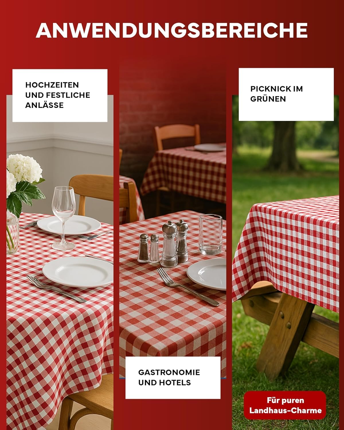 TEXPOT Servietten serviette 60x60 lot 6 carreaux rouges coton