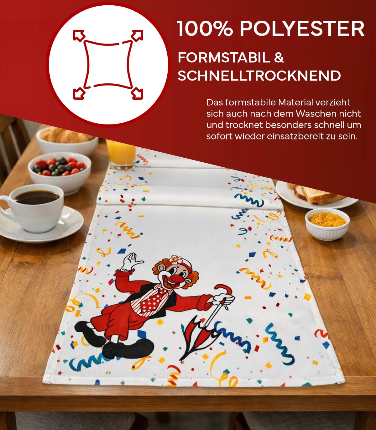 TEXPOT Tischläufer Chemin de table clown 40x90 cm blanc
