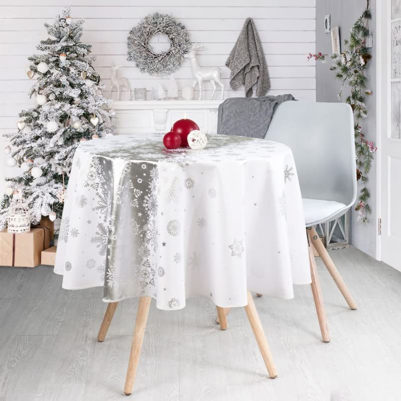 PROMO LINGE Nappes de Fêtes nappe Noël ronde 160cm étoiles