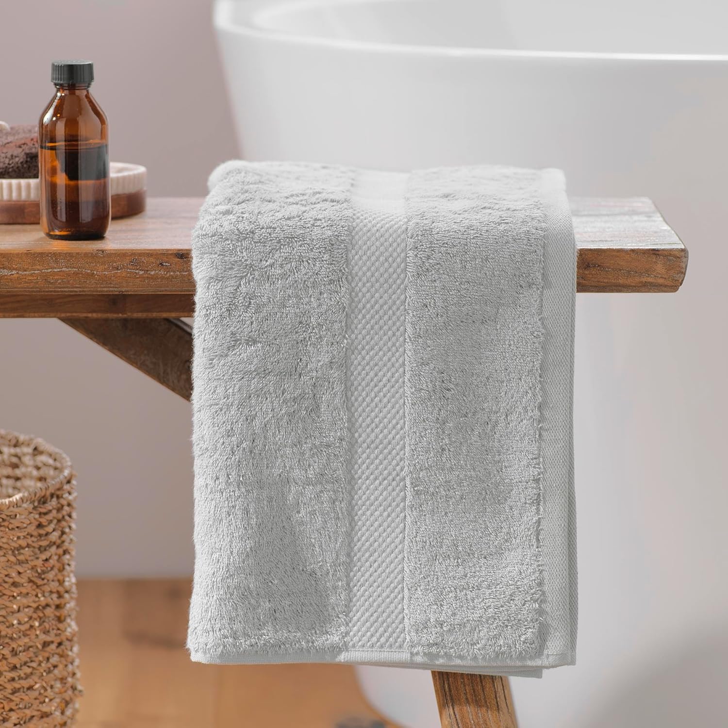 Promo Linge Serviette Toilette 50x90 cm Coton Gris