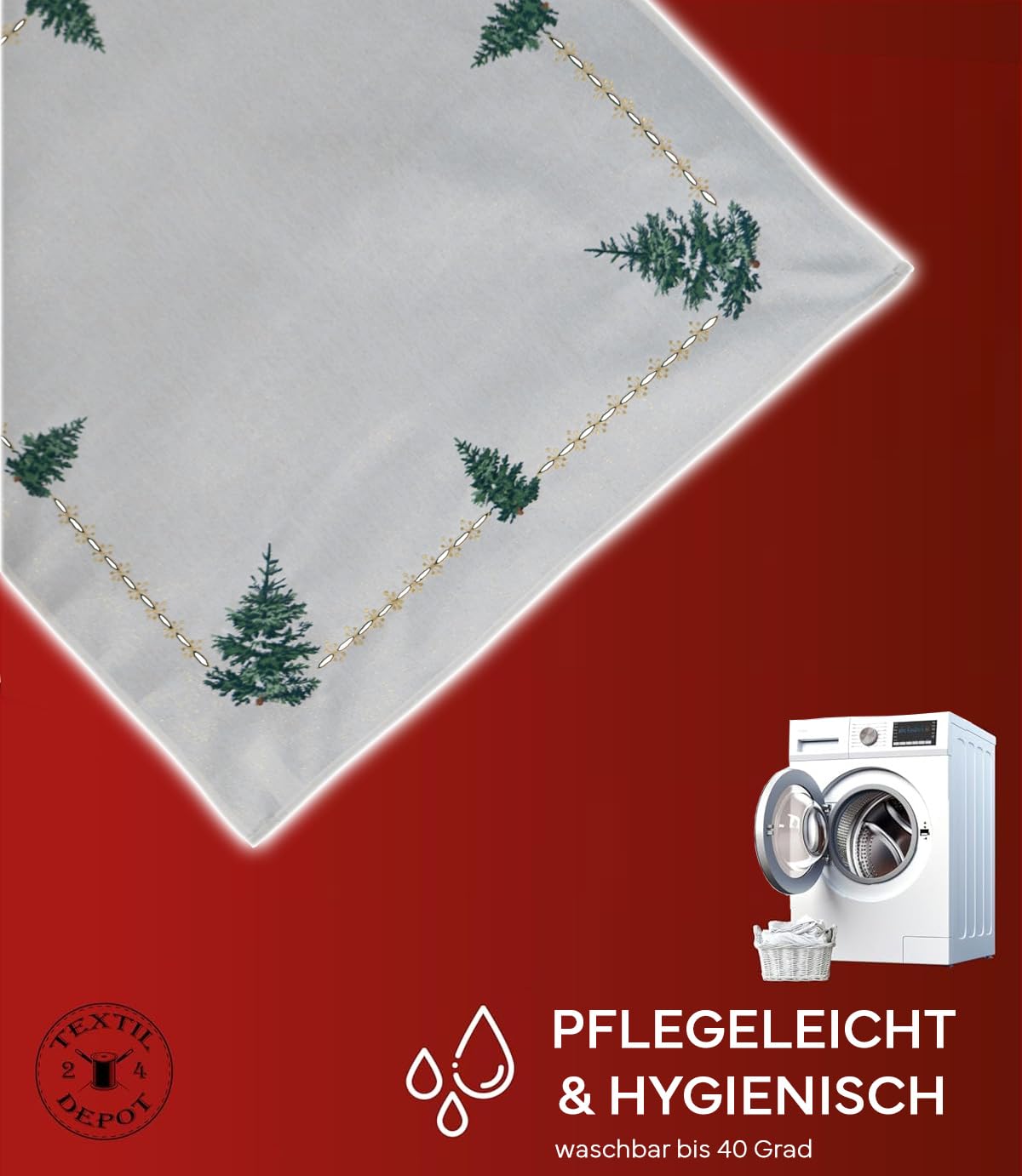 TEXPOT Tischläufer chemin de table 40x140 cm écru sapin Noël