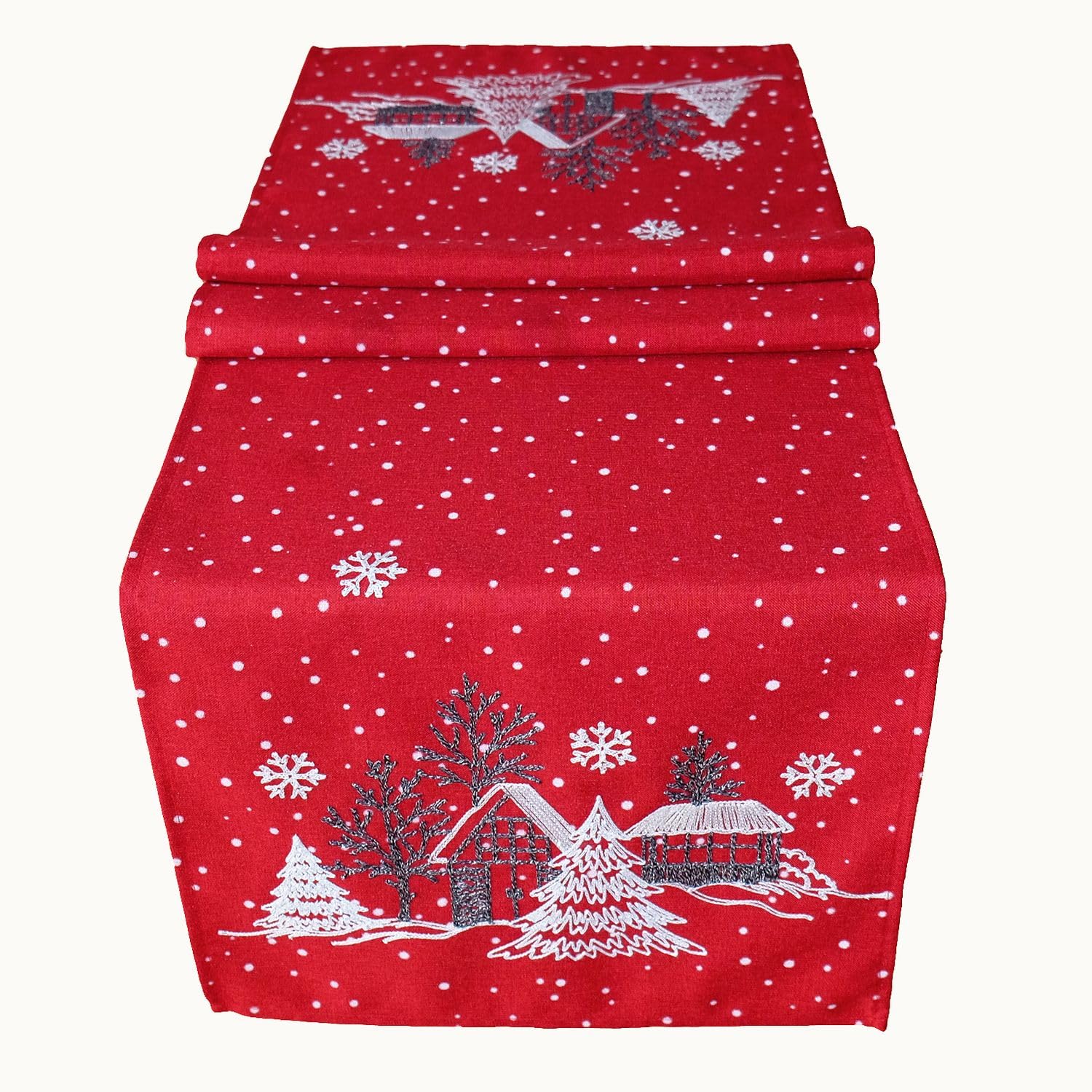 TEXPOT Tischläufer nappe Noël 85x85 grise broderie hiver