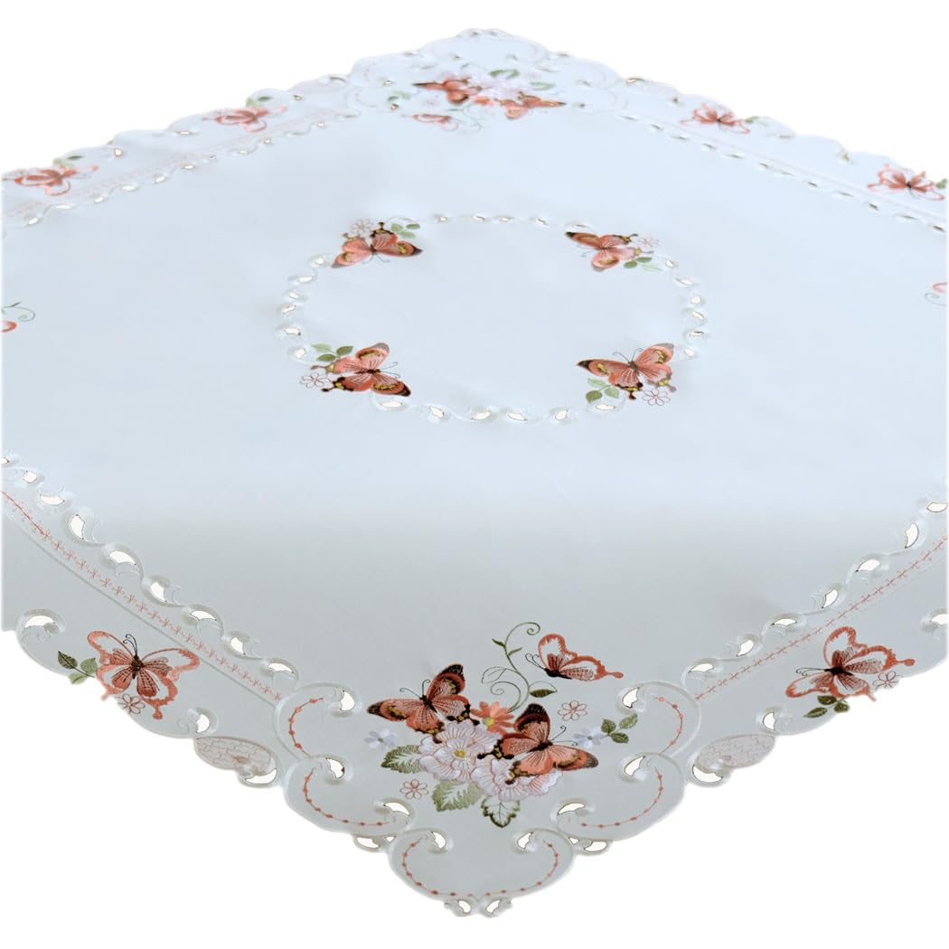 TEXPOT Tischdecken papillon nappe carrée 85x85 cm brodée