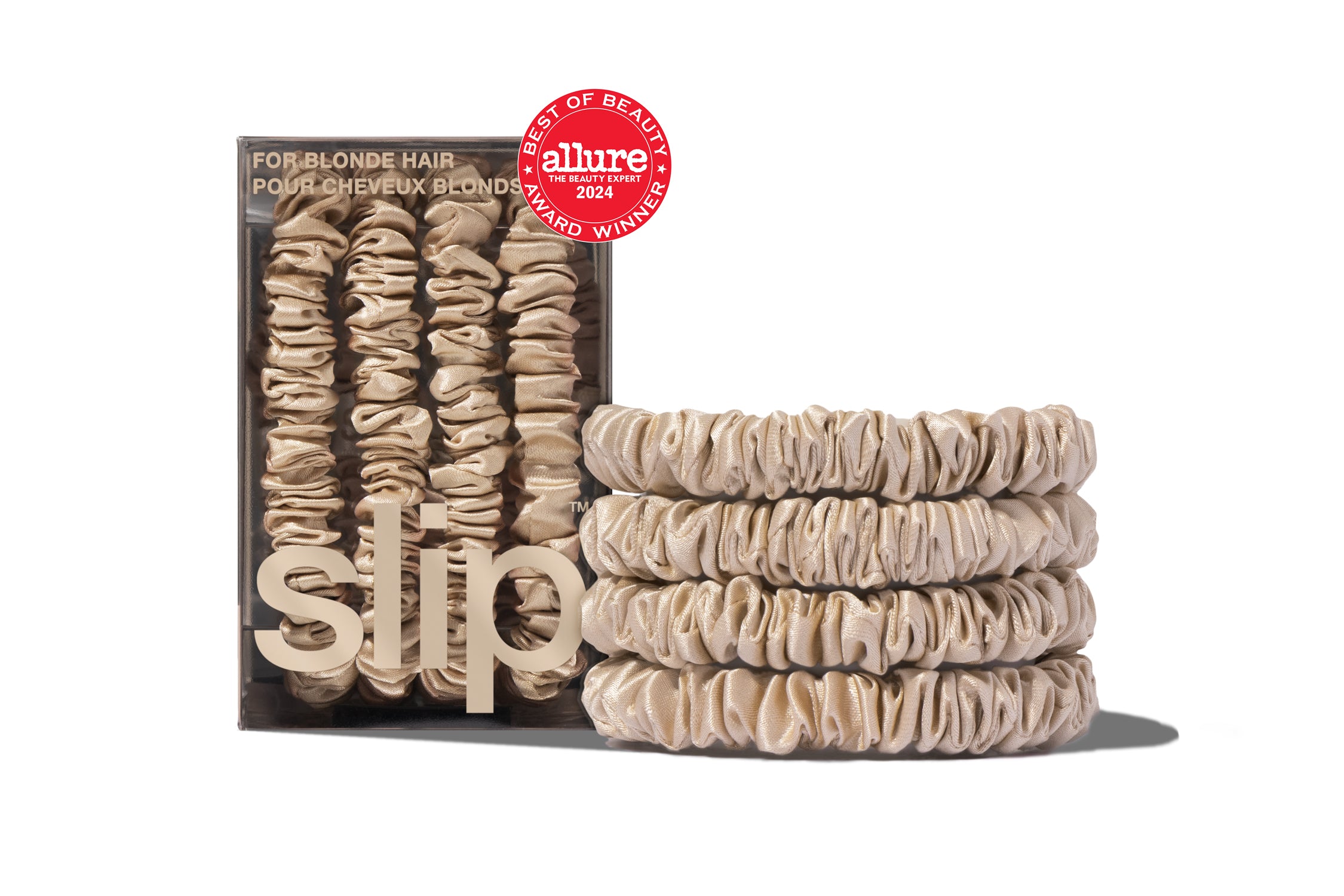 Slip Skinny Scrunchies chouchou soie Blonde lot 4